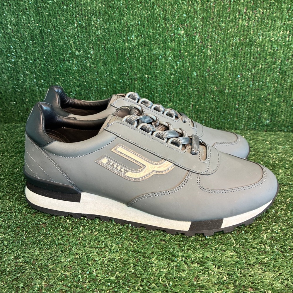 NEW Bally Gavino Leather Vibram Sole Luxury Designer Sneaker Grey Mens Size 7.5D